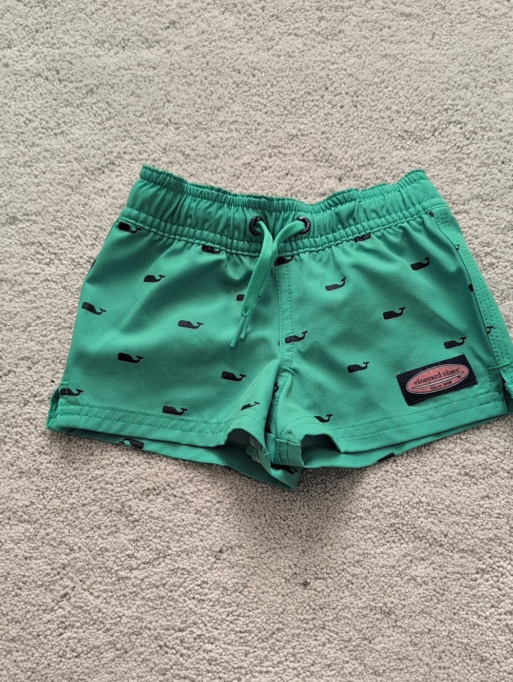Vineyard Vines Teal Whale Print Girls' Swim Shorts